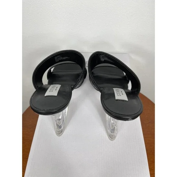 New Steven Brinne Lucite Strappy Sandal In Black Size 7